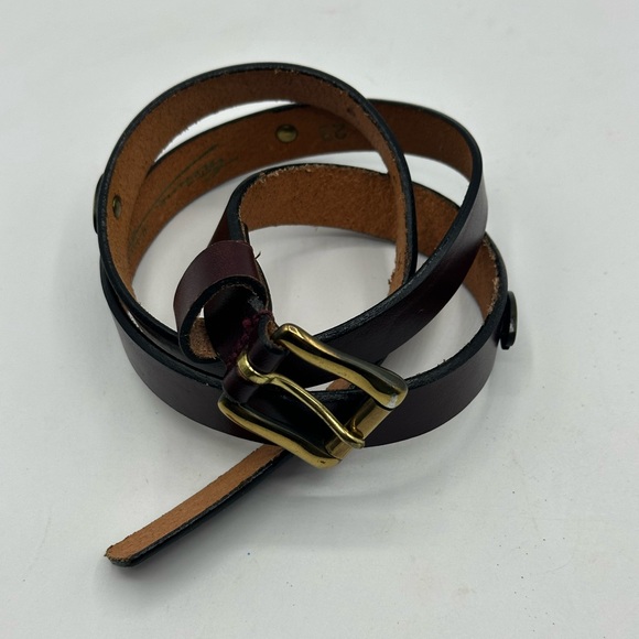 Etienne Aigner Original Handcrafted Leather Thin Belt Burgundy Size 28 - Picture 3 of 10